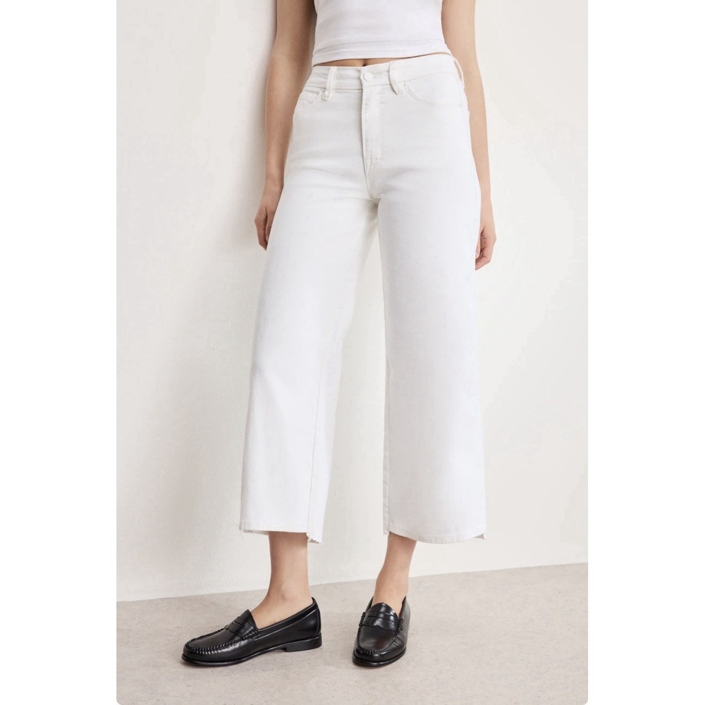 Good‎ American Good Waist Palazzo Jeans Wide Leg Crop Womens 15/33 White Denim